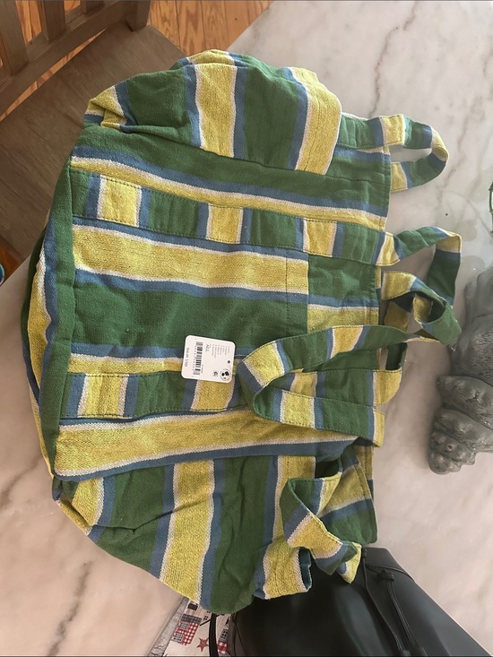 Free People Handbags - Free People oksana tote Green, Yellow & Blue Striped Tote Bag